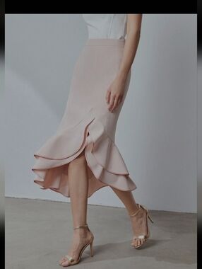 MOTF Blush Pink High-Low Ruffle Hem Skirt